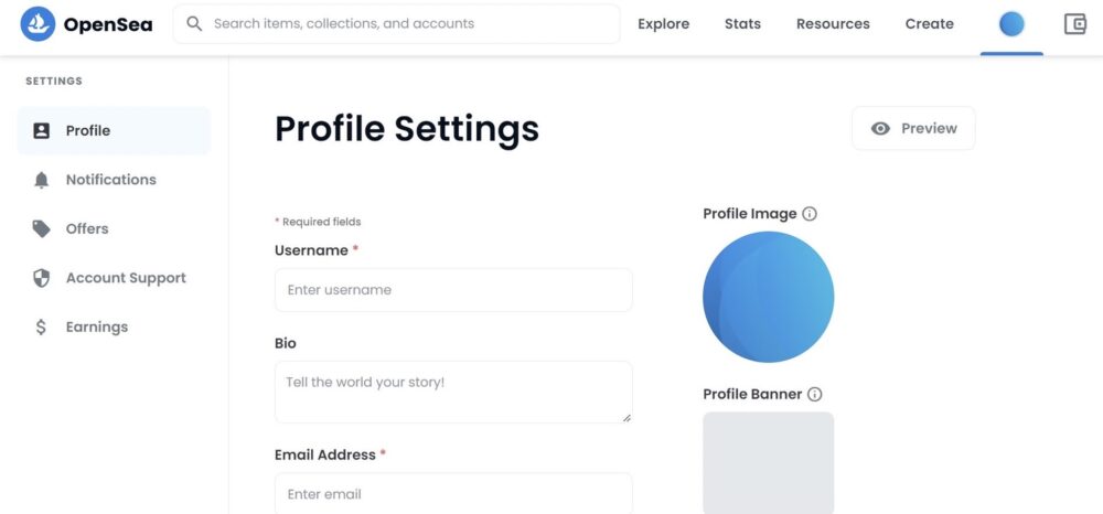 OpenSeaのアカウントを作成する方法の写真