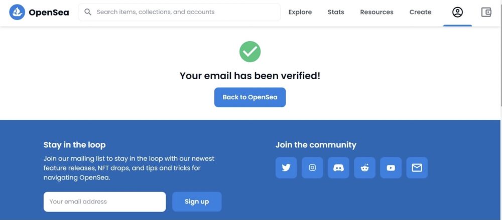 OpenSeaのアカウントの作成方法の写真